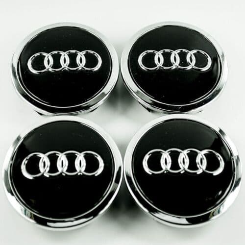 Set Tappi copri mozzo Cerchi in Lega Coprimozzo 61mm Compatibili Audi NERO A3 A1 A4 A5 A6 Q5 Q7 - 5