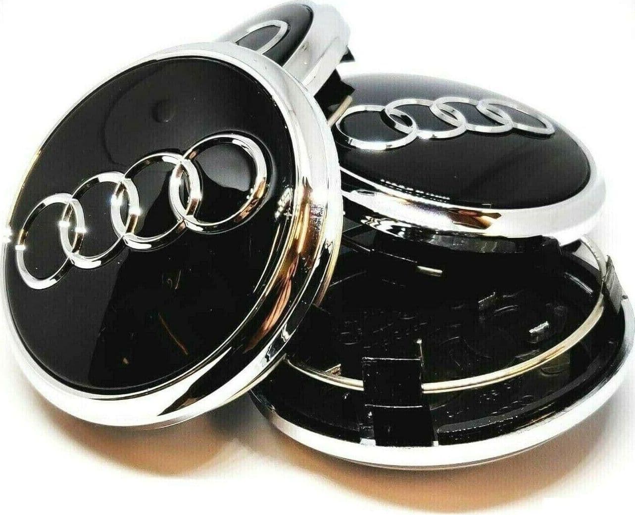 Set Tappi copri mozzo Cerchi in Lega Coprimozzo 61mm Compatibili Audi NERO A3 A1 A4 A5 A6 Q5 Q7 - 4