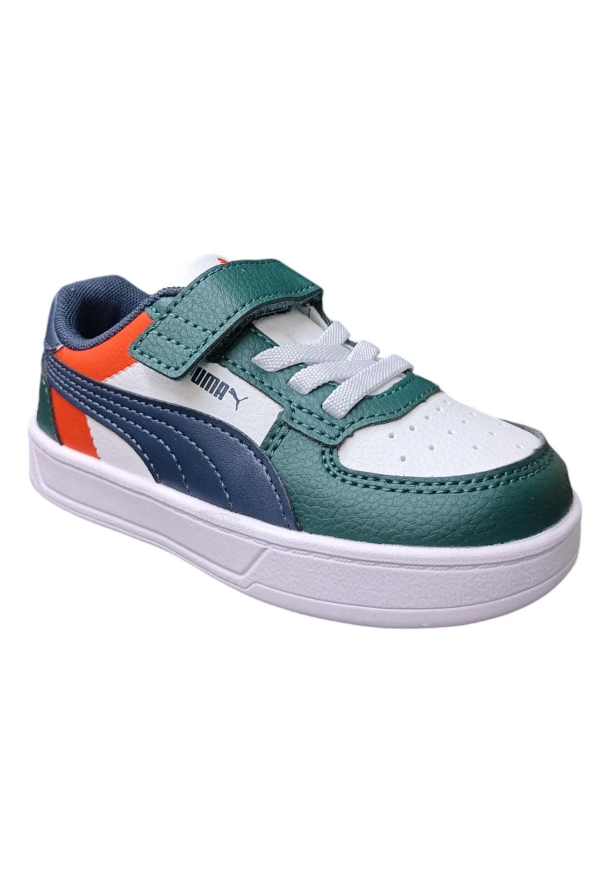 Scarpe sneakers Bambini e ragazzi PUMA CAVEN  bianco-nero-verde-arancione 20-35 velcro/36-39 laccio in Ballerine Scarpetteria Gica - Trani, commercioVirtuoso.it