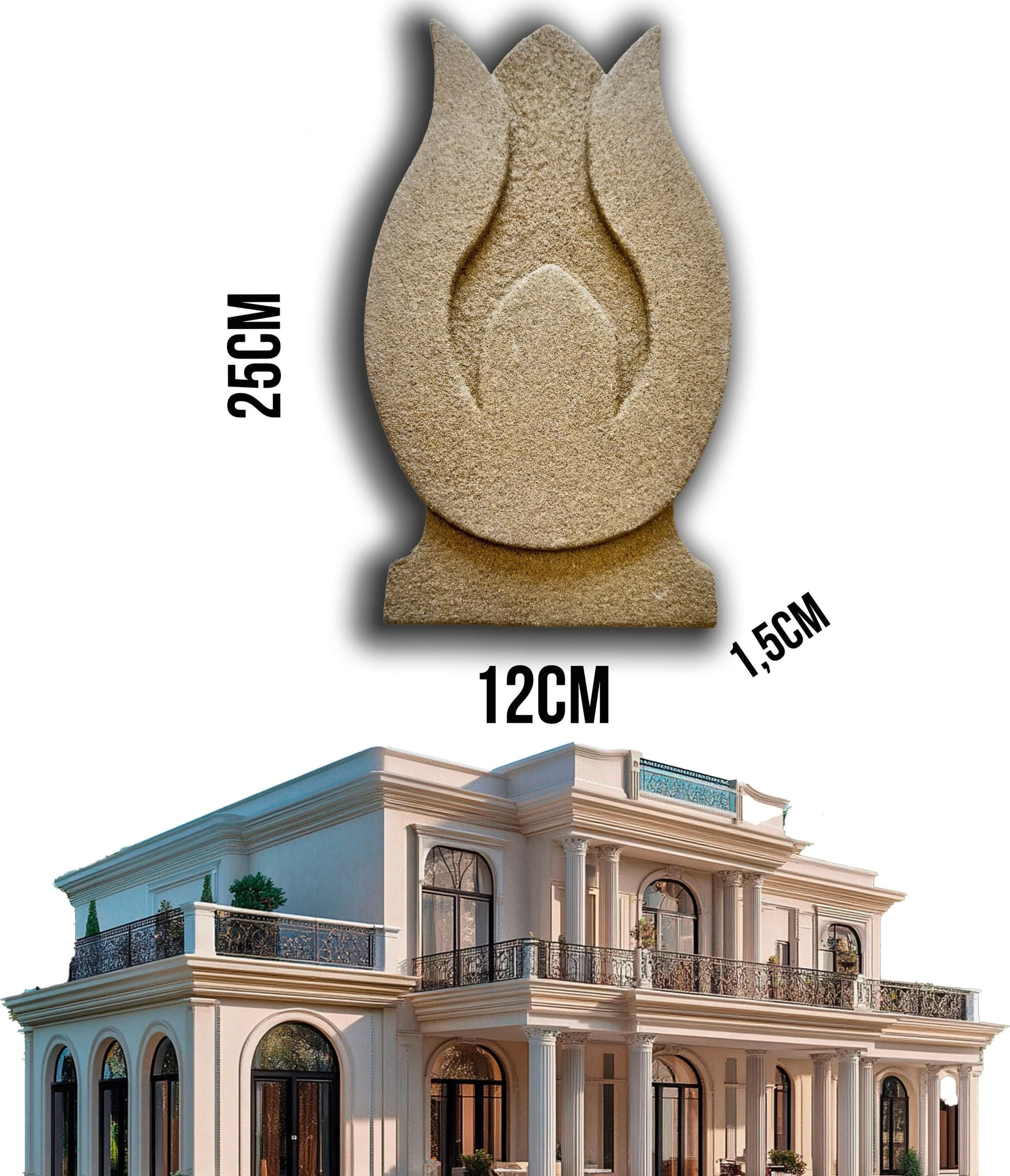 8,99pz *** STOCK *** Fregio capitello cimasa per esterno in xps resinati 12x25x1,5cm PD07