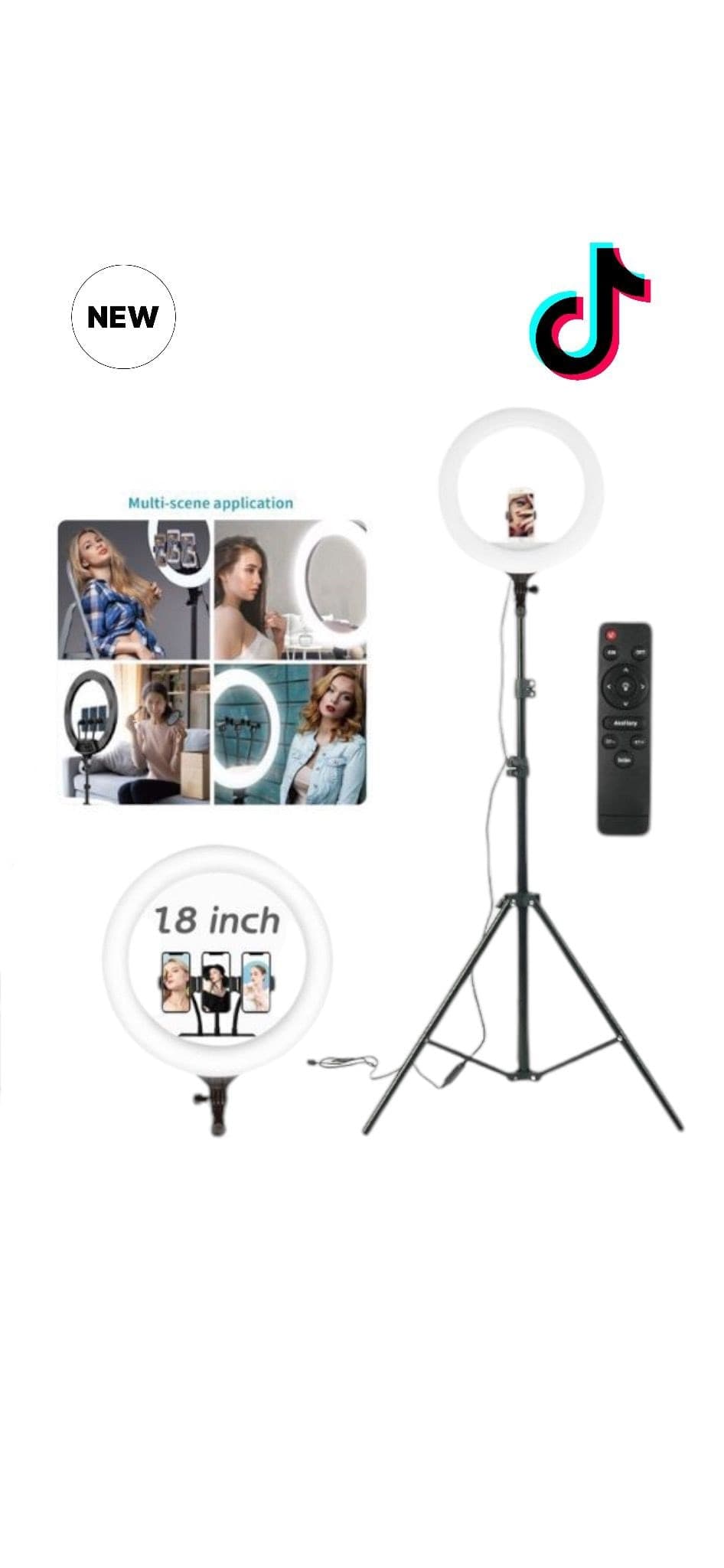 RING ANELLO LED LUMINOSO CON STAFFA E TELECOMANDO PER SMARTPHONE FOTO SET - 3
