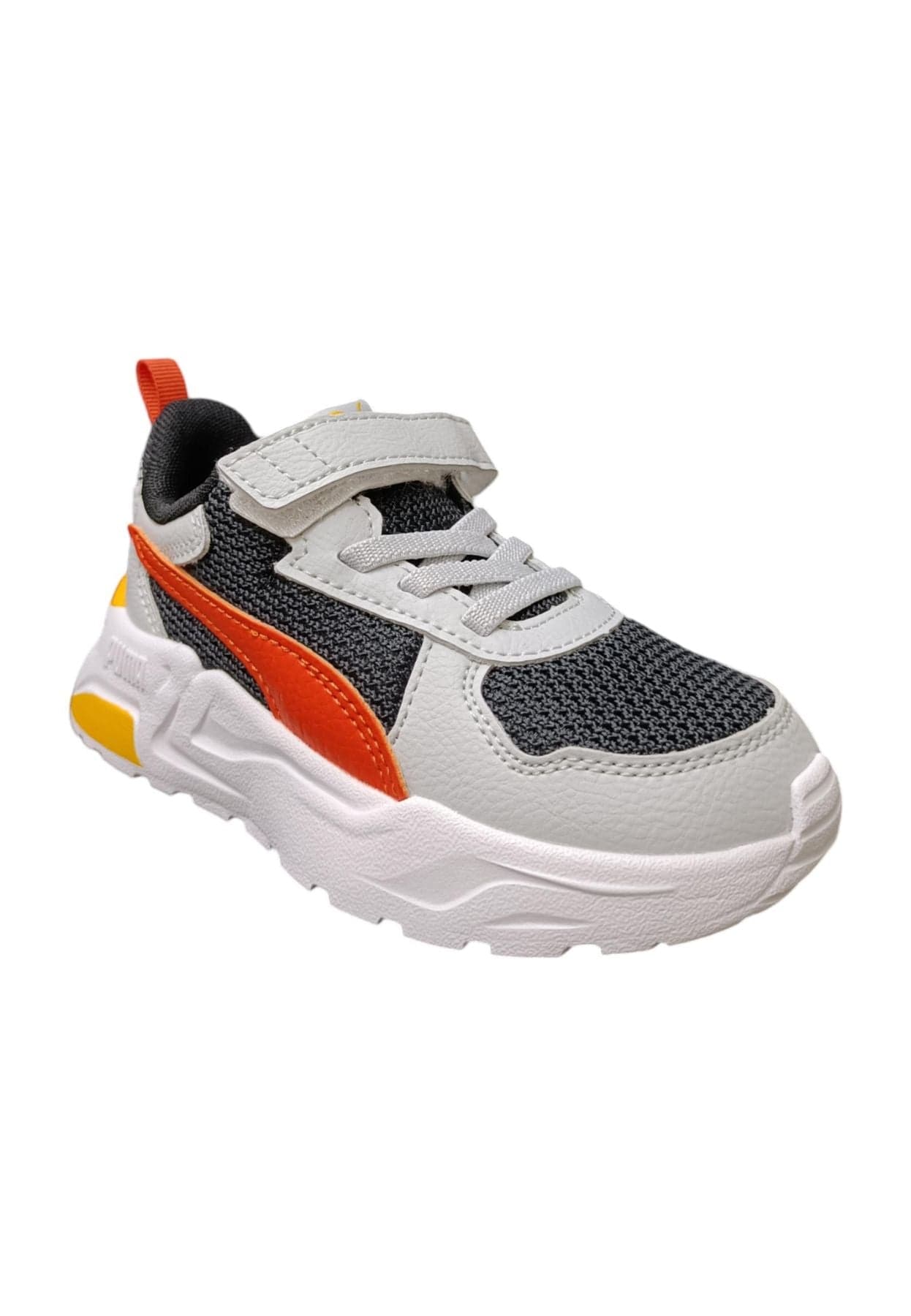 Scarpe sneakers Bambini e ragazzi PUMA TRINITY  grigio-rosso-nero-giallo 20-35 velcro/ 36-39 laccio in Ballerine Scarpetteria Gica - Trani, commercioVirtuoso.it