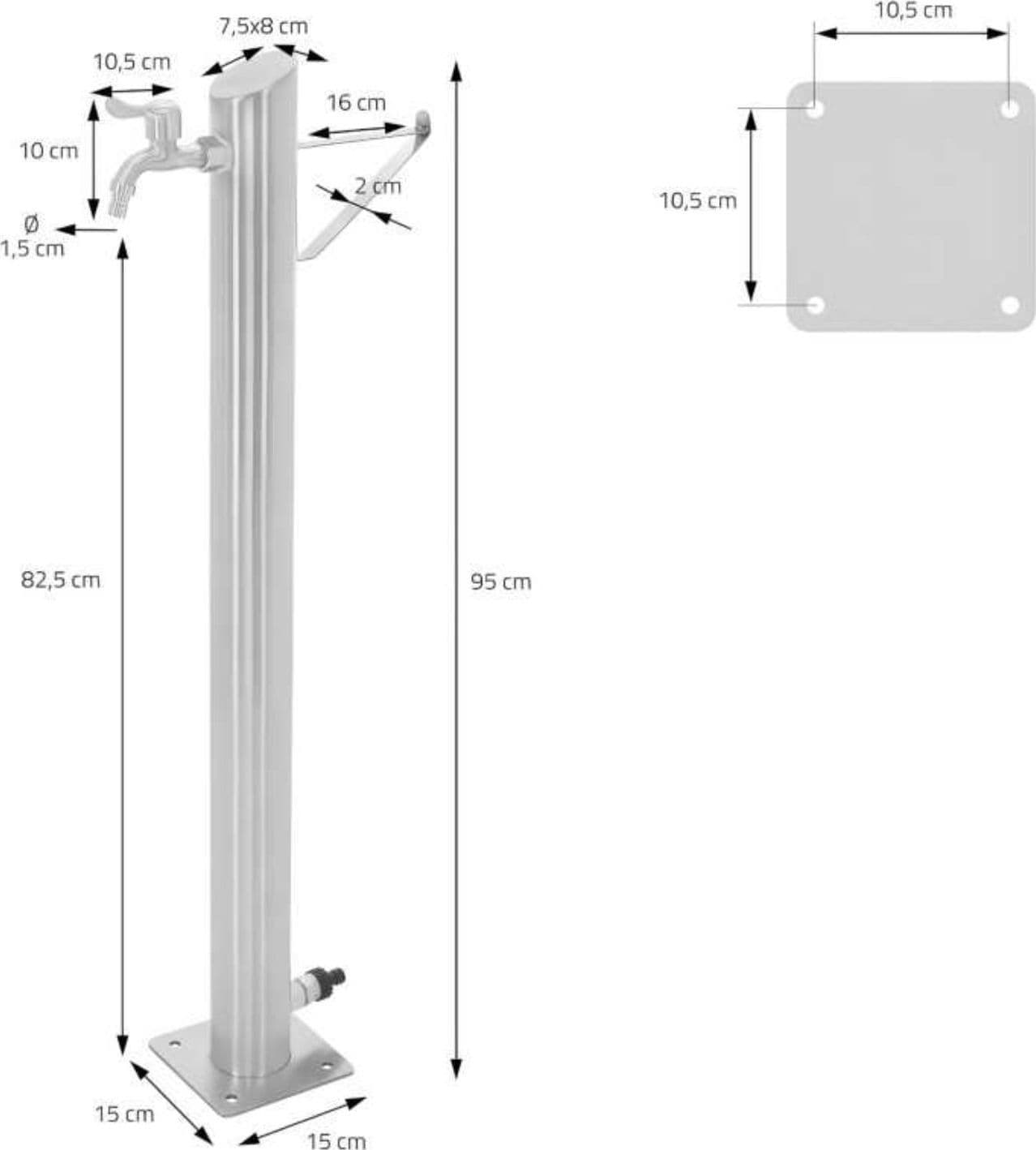 Fontana da Giardino a Colonna esterno TIGLIO Acciaio Inox Spazzolato H 95 cm - 10