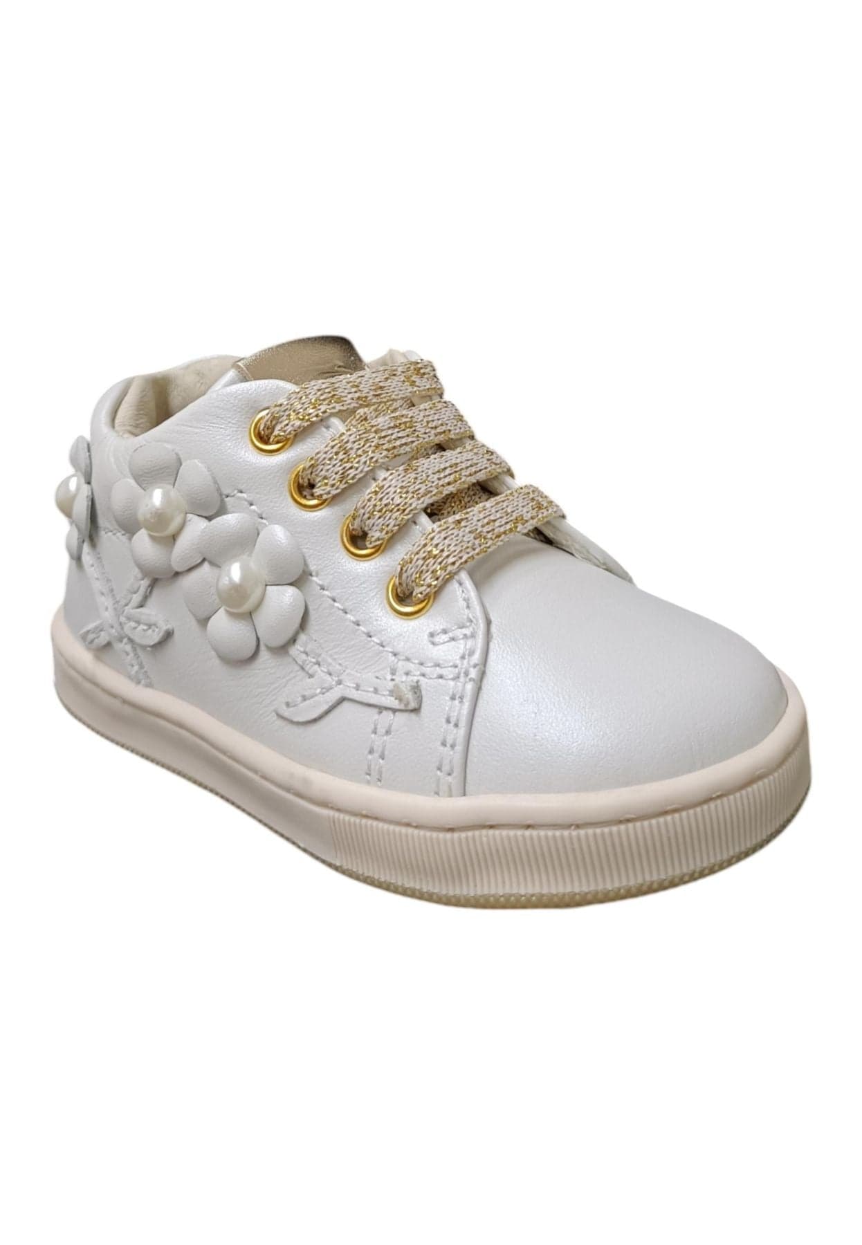 Scarpe sneakers bambina balducci cita  bianco-oro laccio e zip laterale in Ballerine Scarpetteria Gica - Trani, commercioVirtuoso.it