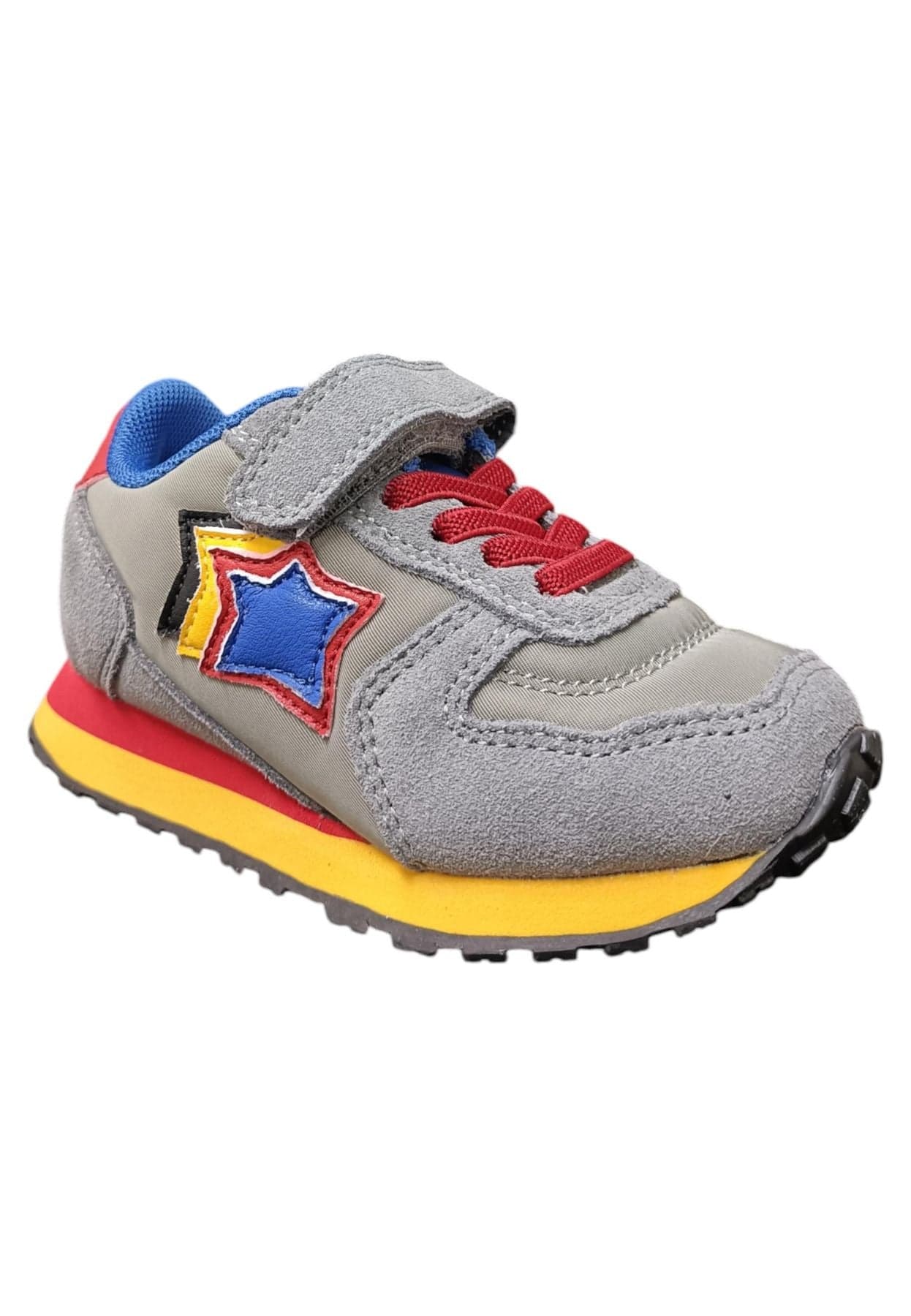 Scarpe sneakers Unisex bambini Atlantic Stars BEN  grigio-giallo-rosso-azzurro-nero laccio elastico e velcro in Ballerine Scarpetteria Gica - Trani, commercioVirtuoso.it
