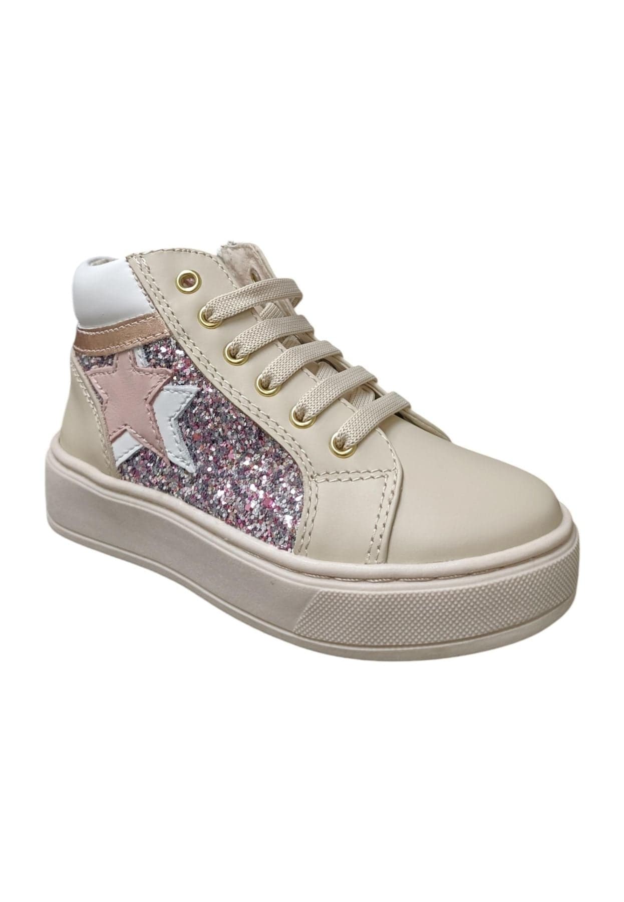 Scarpe sneakers Bambine e ragazze balducci KIABI  beige-rosa-bianco-multicolor laccio e zip laterale in Ballerine Scarpetteria Gica - Trani, commercioVirtuoso.it