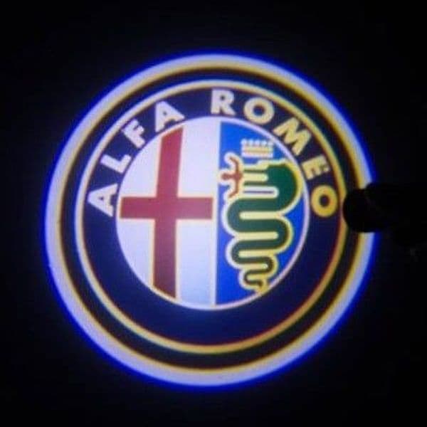 KIT LUCI LED LOGO PROIETTORE ALFA ROMEO CORTESIA A BATTERIA CON MAGNETE – blu
