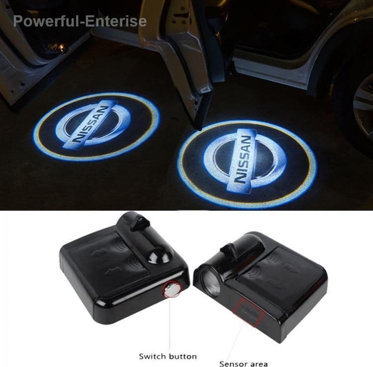 KIT LUCI LED LOGO AUTO PROIETTORE CORTESIA NISSAN A BATTERIA CON SENSORE MAGNETE UNIVERSALE – elettronica