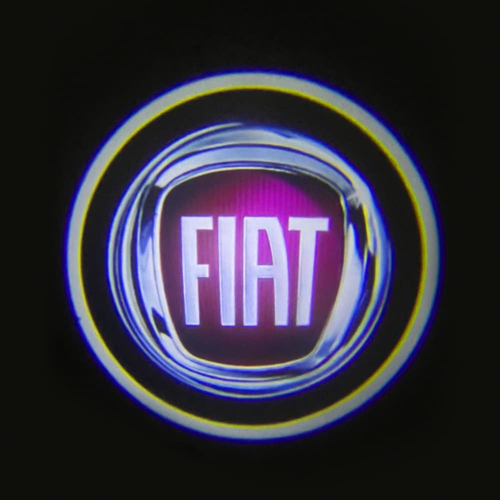 KIT LUCI LED LOGO PROIETTORE FIAT ROSSO A BATTERIA CON SENSORE MAGNETE UNIVERSALE - 4