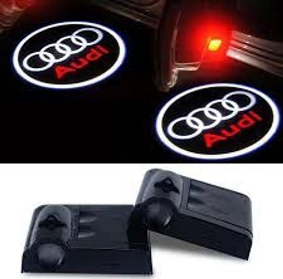 KIT LUCI LED LOGO AUDI PROIETTORE CORTESIA BATTERIA CON SENSORE MAGNETE – giocattolo