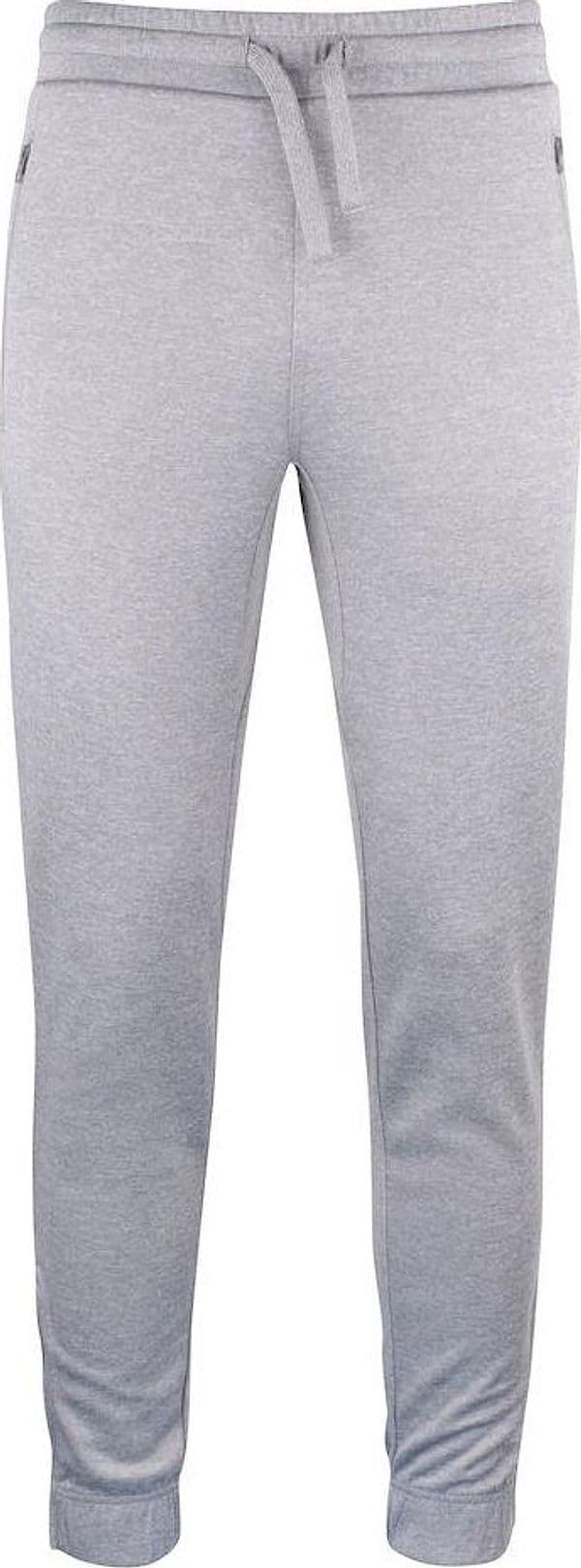 Pantaloni Tessuto Tecnico Grigio Melange Tasche con Zip Taglie Forti - 2