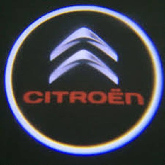 KIT LUCI LED PROIETTORE LOGO CITROEN A BATTERIA CON SENSORE MAGNETE – arancione