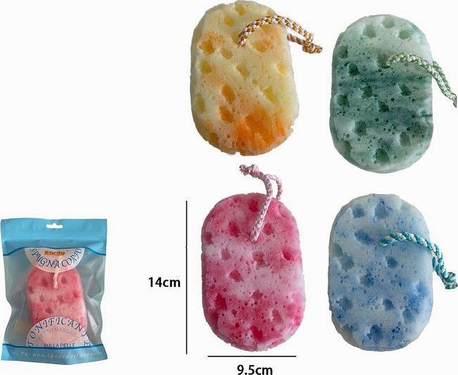 SPUGNA CORPO BAGNO DOCCIA CON CORDINO MORBIDE OVALE MASSAGGIO TONIFICANTE 79235 - 2