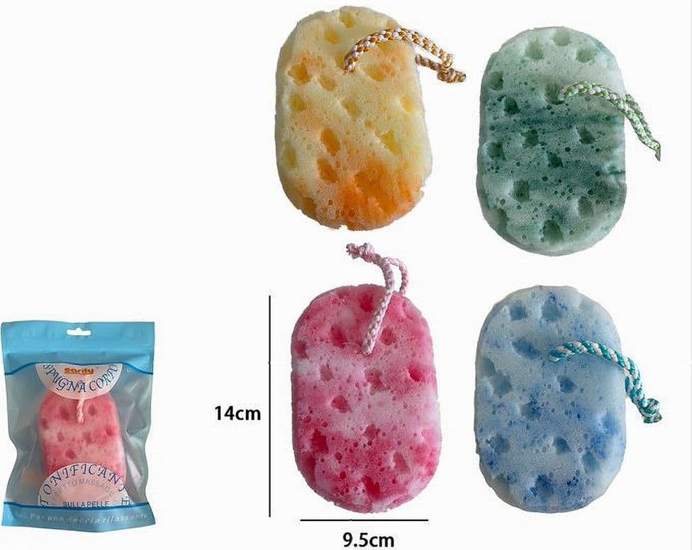 SPUGNA CORPO BAGNO DOCCIA CON CORDINO MORBIDE OVALE MASSAGGIO TONIFICANTE 79235 - 2