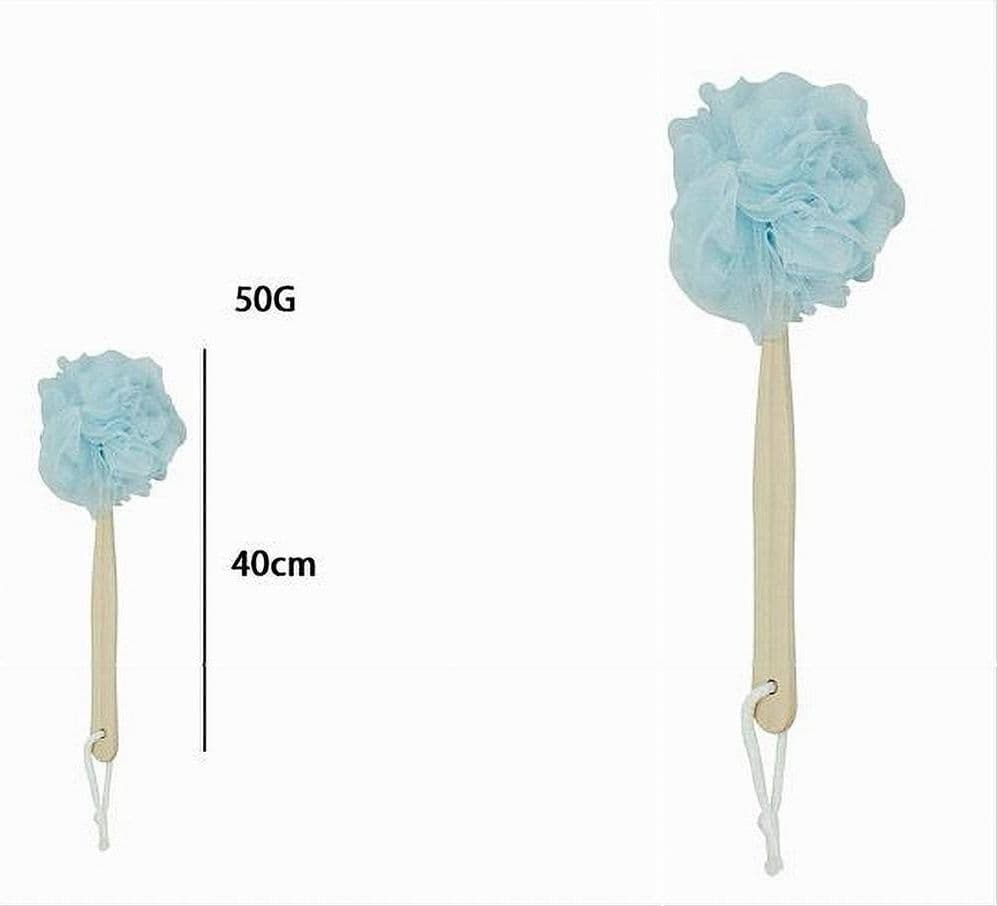 SPAZZOLA DOCCIA LAVASCHIENA SPUGNA RETE AZZURRA ESFOLIANTE MANICO IN LEGNO 79598 - 2