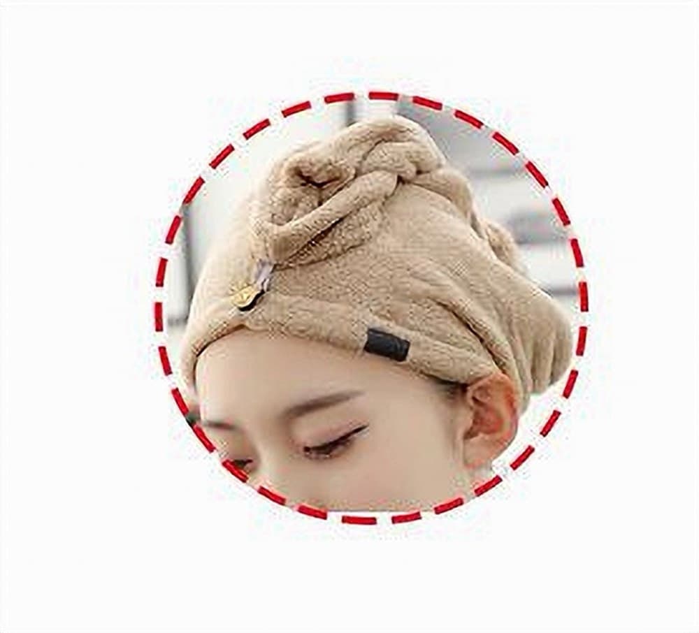 CUFFIA ASCIUGAMANO ASSORBENTE SHAMPOO BAGNO DOCCIA ASCIUGA CAPELLI BEIGE 69608 - 3