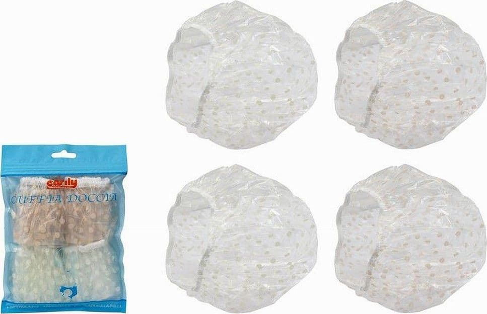 SET 8 PZ CUFFIA PER DOCCIA BAGNO ELASTICO FANTASIA A POIS PROTEGGE CAPELLI 79525 - 2