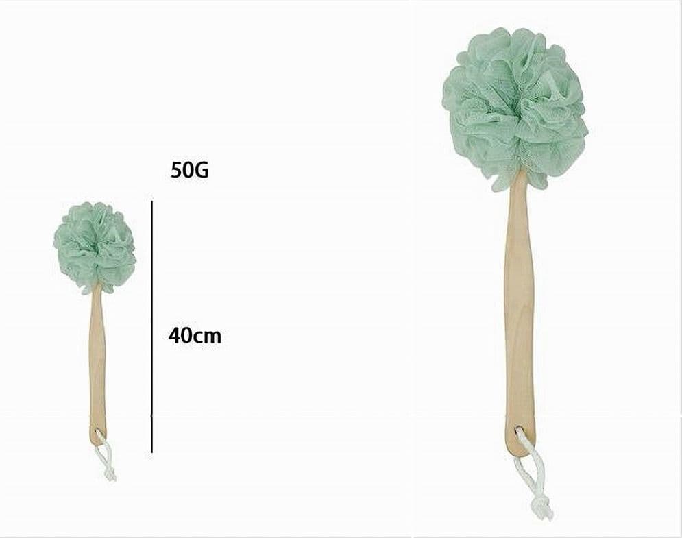 SPAZZOLA DOCCIA LAVA SCHIENA SPUGNA RETE VERDE ESFOLIANTE MANICO IN LEGNO 79596 - 2