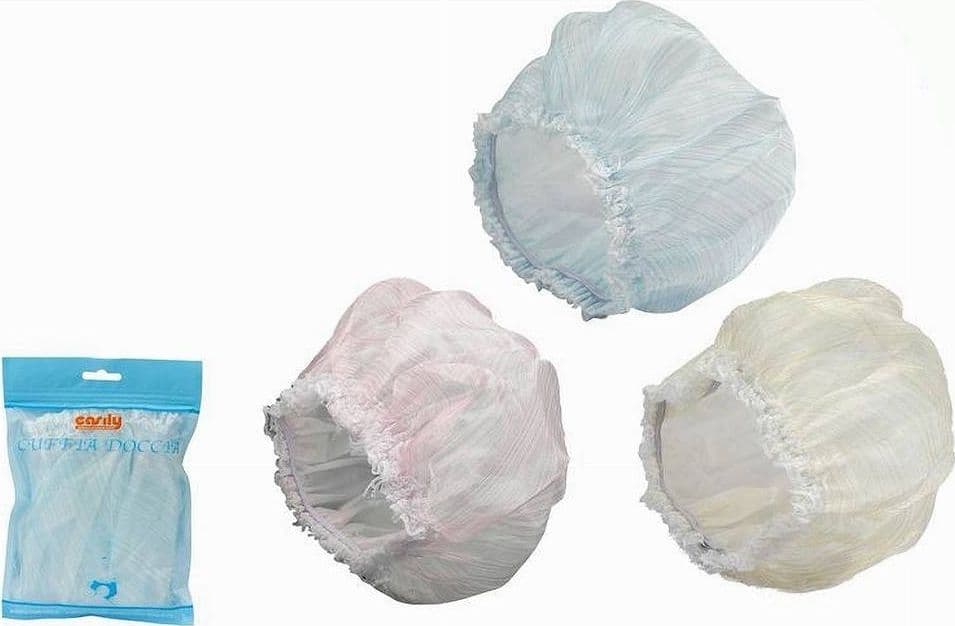 SET 2PZ CUFFIE CUFFIA PER DOCCIA BAGNO ELASTICO PROTEGGE CAPELLI COLORATI 59707 - 2