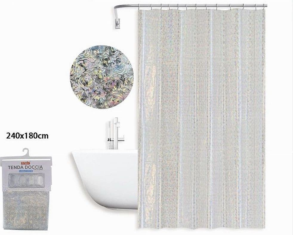 TENDA PER DOCCIA VASCA DA BAGNO ASTRATTO RIFLESSI CON 12 GANCI 240 X 180CM 87188 - 2