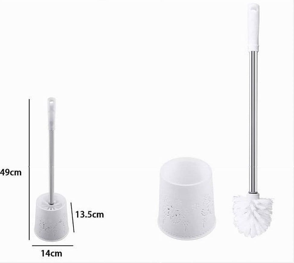 PORTASCOPINO ROTONDO DECORATO BIANCO PER BAGNO WC TOILETTE CON SCOPINO 79822 - 2