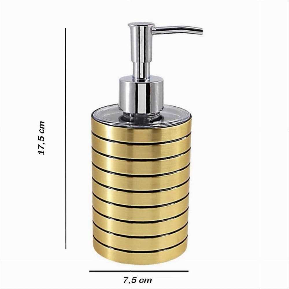 DISPENSER PER SAPONE LIQUIDO ORO A RIGHE MODERNO PORTASAPONE ARREDO BAGNO 10384 - 3