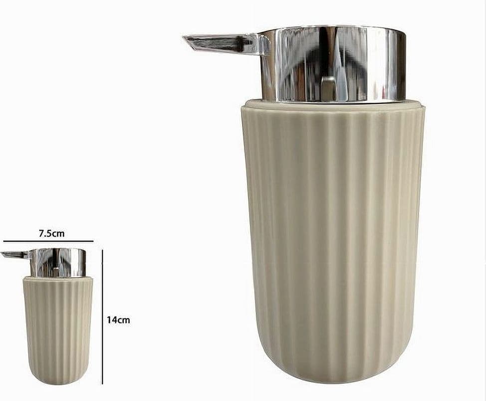 DISPENSER PORTA SAPONE LIQUIDO ACCESSORIO ARREDO BAGNO BEIGE DECORO PLISSÈ 59093 - 2