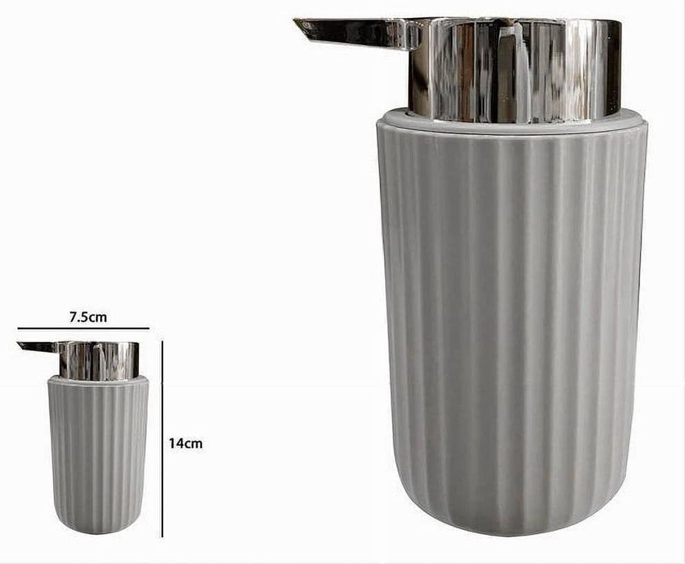 DISPENSER PORTA SAPONE LIQUIDO ACCESSORI ARREDO BAGNO GRIGIO DECORO PLISSÈ 59089 - 2