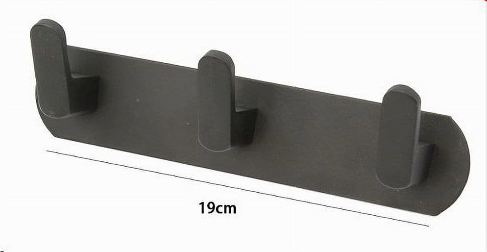 APPENDIABITI CON 3 GANCI APPENDINO PORTASCIUGAMANO BAGNO CASA CUCINA NERO 59737 - 3