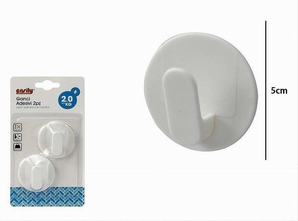 SET 2 PZ GANCI APPENDINI ADESIVI A PARETE CASA CUCINA BAGNO ATTACCAPANNI 79338 - 2