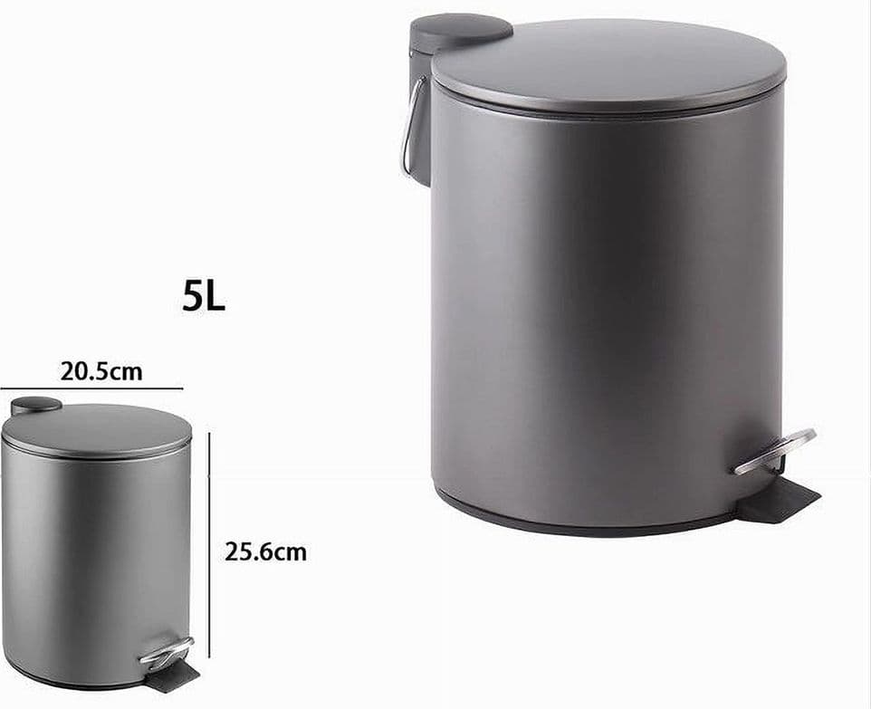 PATTUMIERA ACCIAIO A PEDALE 5LT BIDONE CESTINO SPAZZATURA BAGNO CASA GRIGIO 87452 - 2