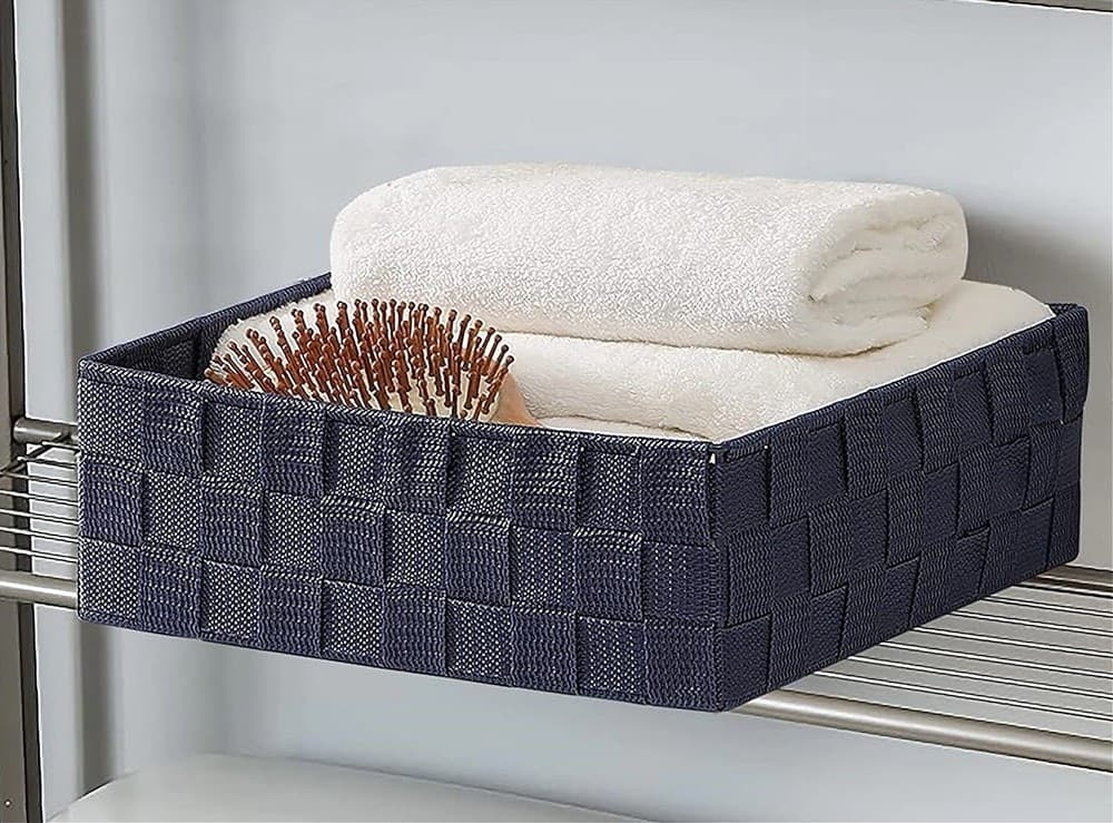 6PZ SCATOLA IN TESSUTO CONTENITORI ORGANIZER BAGNO ARMADI PORTAOGGETTI BLU 79076 - 4