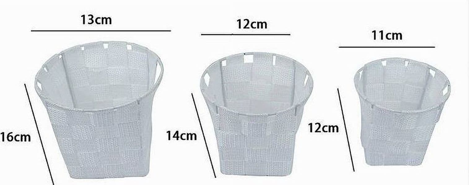 SET 3 CESTINI ROTONDI PORTAOGGETTI IN TESSUTO BIANCO PER BAGNO CASA CUCINA 79043 - 3