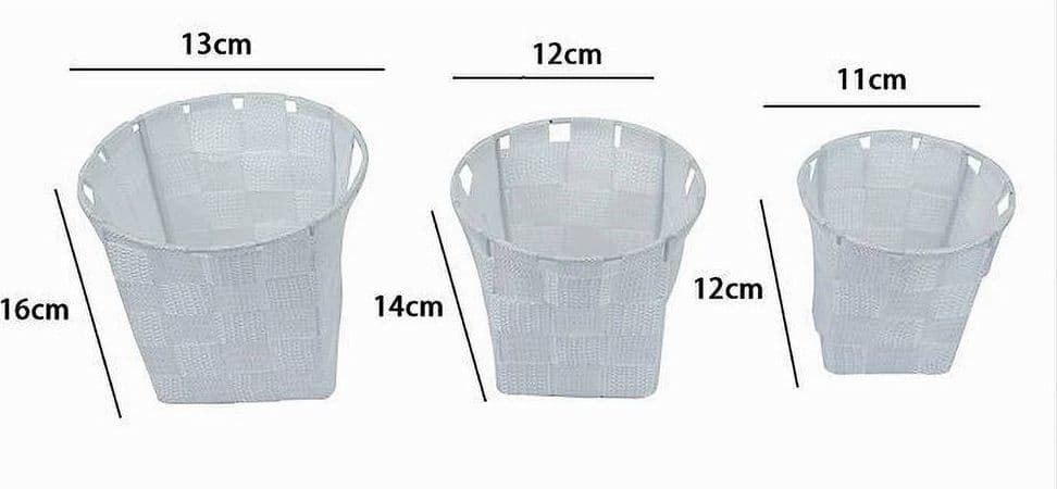 SET 3 CESTINI ROTONDI PORTAOGGETTI IN TESSUTO BIANCO PER BAGNO CASA CUCINA 79043 - 3