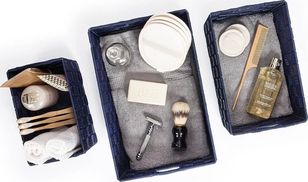SET 21 PEZZI BOX SCATOLA IN TESSUTO PORTA OGGETTI ORGANIZER CON MANICI BLU 79088 - 5