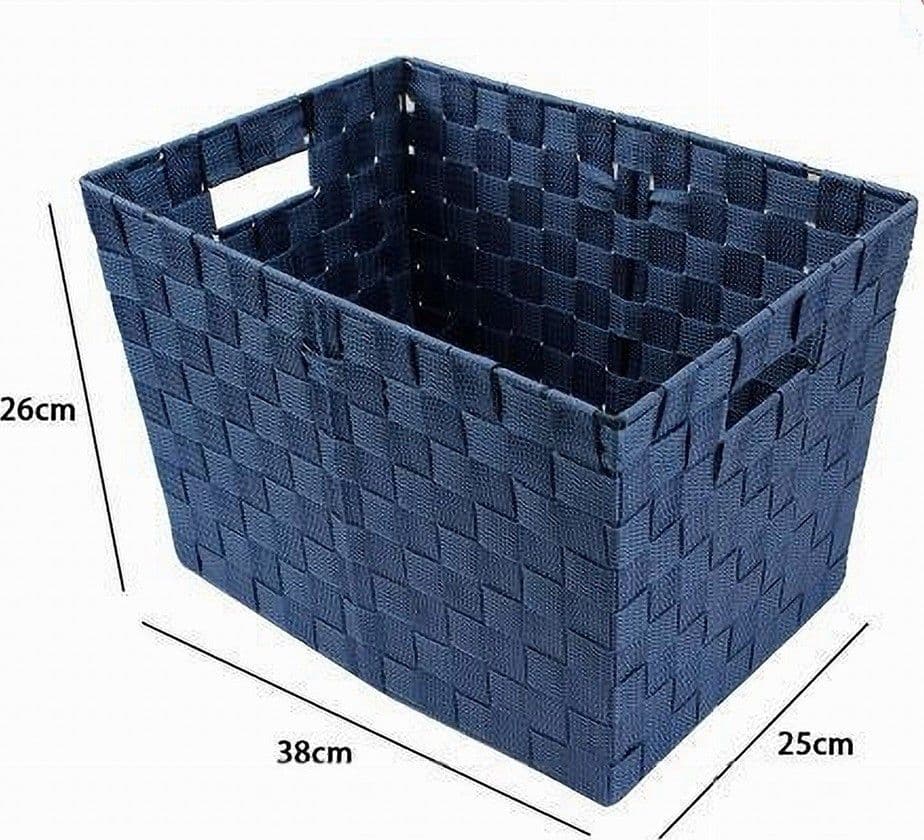 PORTA OGGETTI CESTO IN TESSUTO INTRECCIATO 38 X 26 X 25CM CON MANIGLIE BLU 79040 - 4