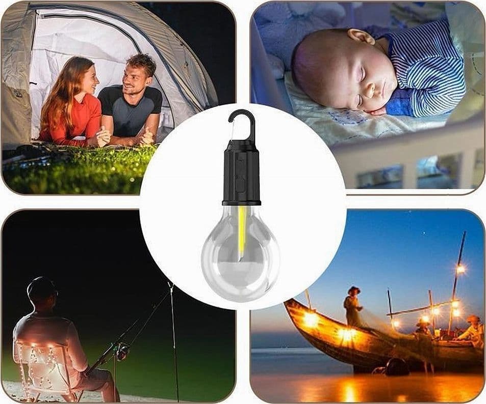 LAMPADA LAMPADINA LED BULBO RICARICABILE 3 W USB GANCIO CAMPEGGIO TENDA CAMPER - 6