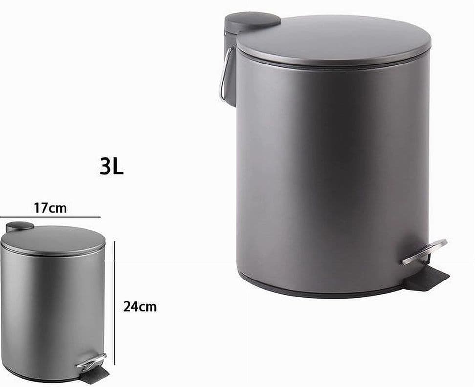 PATTUMIERA ACCIAIO PEDALE 3 LT BIDONE CESTINO SPAZZATURA BAGNO CASA GRIGIO 87451 - 2