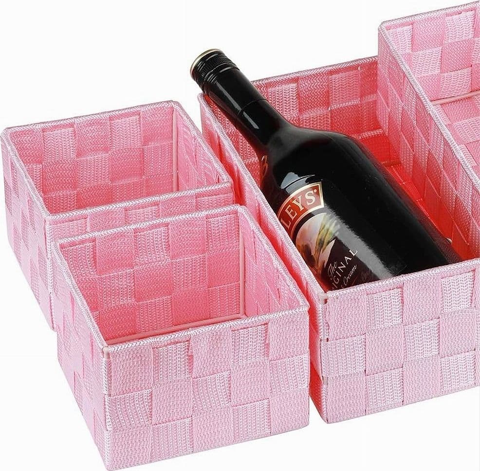 6 PZ SCATOLA TESSUTO CONTENITORI ORGANIZER BAGNO ARMADI PORTA OGGETTI ROSA 79077 - 4