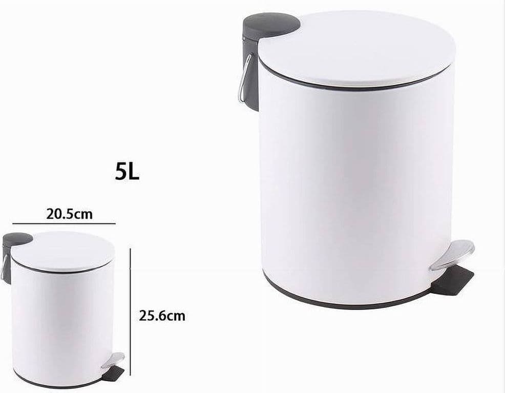 PATTUMIERA ACCIAIO PEDALE 5 LT BIDONE CESTINO SPAZZATURA BAGNO CASA BIANCO 87450 - 2