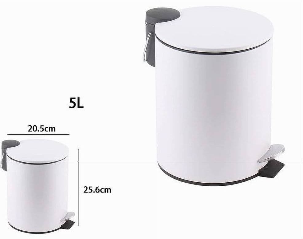 PATTUMIERA ACCIAIO PEDALE 5 LT BIDONE CESTINO SPAZZATURA BAGNO CASA BIANCO 87450 - 2