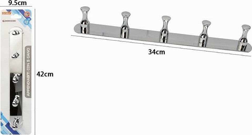 APPENDIABITI CON 5 GANCI PER ACCAPPATOIO BAGNO CASA A PARETE CONTEMPORANEO 59749 - 2
