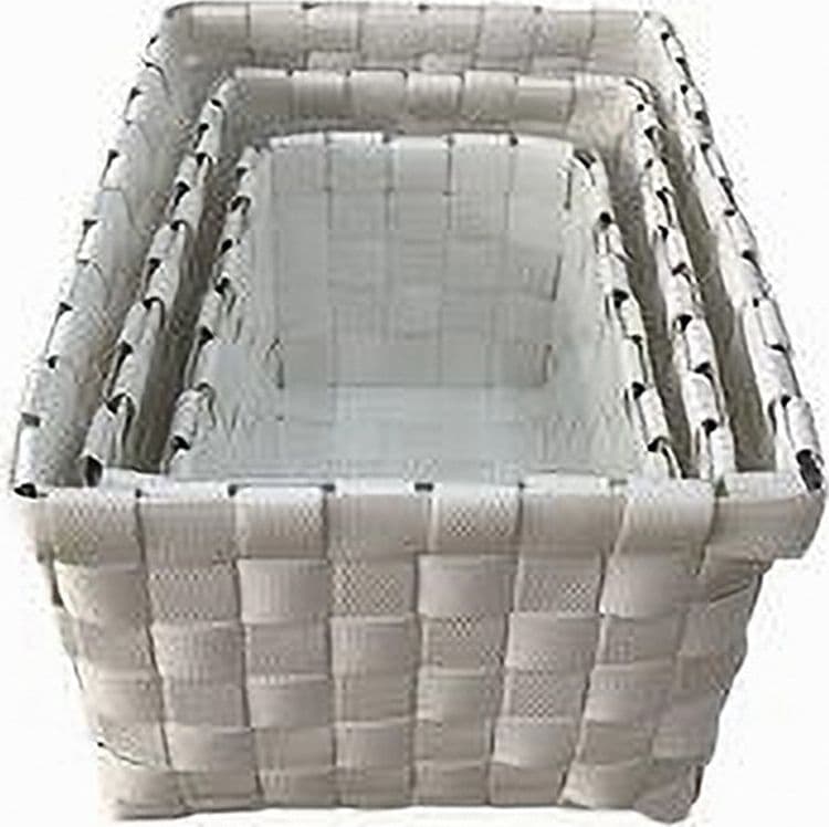 SET 3 PZ CESTINI PORTAOGGETTI ORGANIZER TESSUTO BAGNO RETTANGOLARI BIANCO 59080 - 3