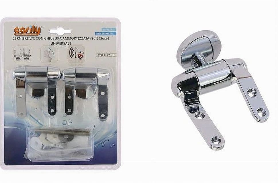 CERNIERE PER WC COPRIWATER UNIVERSALI 2PZ CROMATE CON CHIUSURA AMMORTIZZATA 59609 - 3
