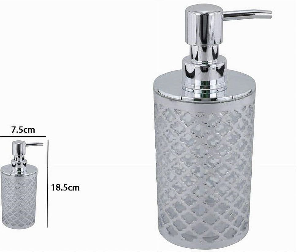 DISPENSER SAPONE LIQUIDO ACCESSORIO BAGNO ARGENTO STILE BAROCCO DOSATORE 59106 - 3