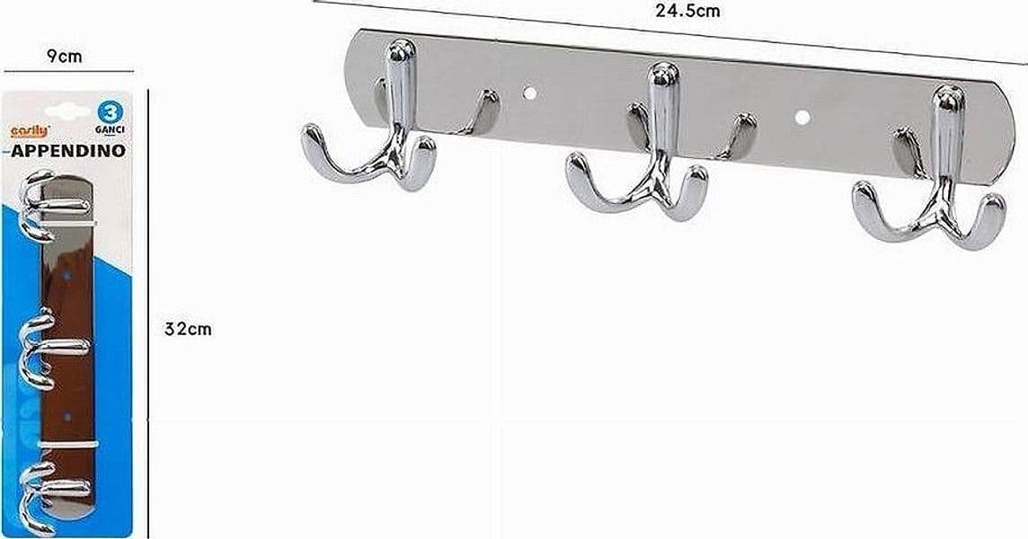 APPENDINO APPENDI PORTA ASCIUGAMANI CON 3 GANCI DOPPIO BAGNO CONIGLIO 24.5CM 52176 - 2