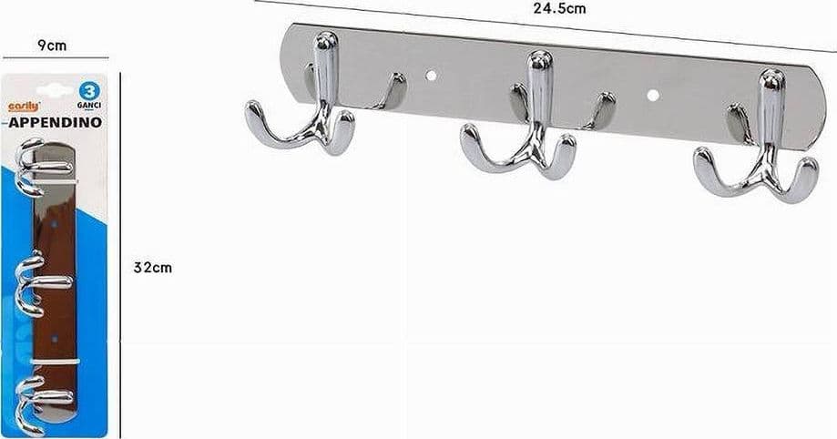 APPENDINO APPENDI PORTA ASCIUGAMANI CON 3 GANCI DOPPIO BAGNO CONIGLIO 24.5CM 52176 - 2