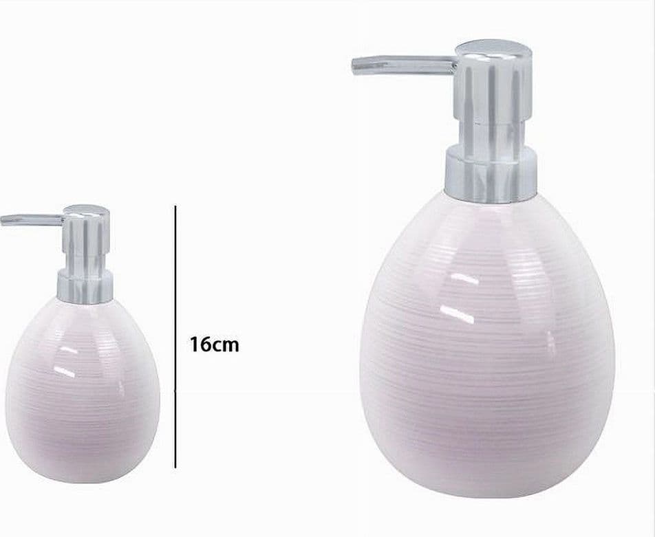 DISPENSER SAPONE LIQUIDO IN CERAMICA STRIATO ROSATO EROGATORE SILVER BAGNO 59872 - 2
