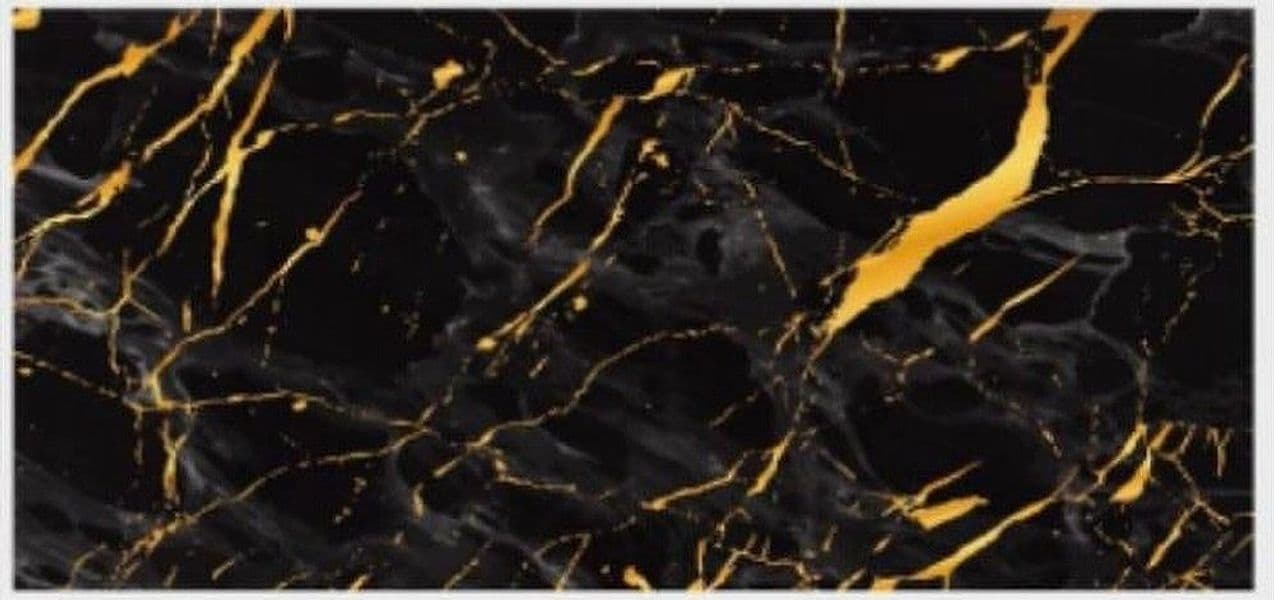 PANNELLO ADESIVO EFFETTO MARMO NERO CON ORO PARETI PARASCHIZZI 300 X 60CM STANZA - 3