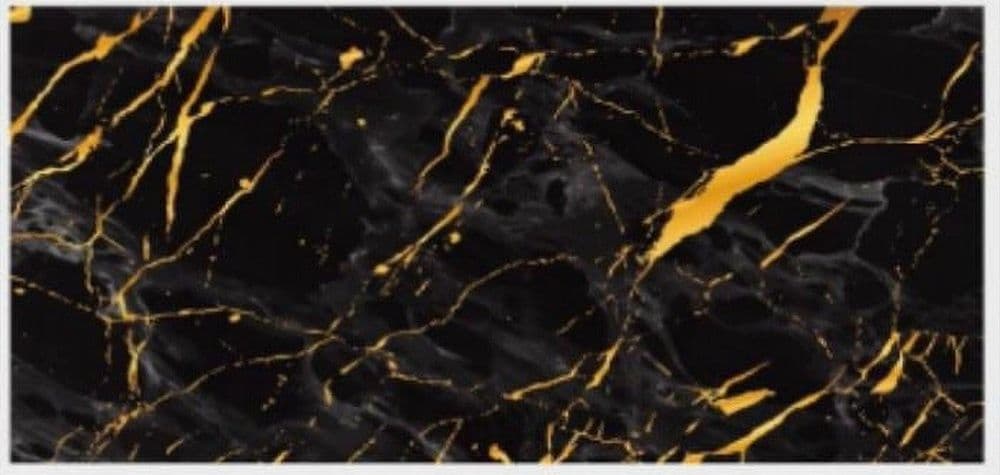 PANNELLO ADESIVO EFFETTO MARMO NERO CON ORO PARETI PARASCHIZZI 300 X 60CM STANZA - 3